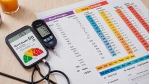 Chart illustrating daily blood sugar level variations for diabetes management.