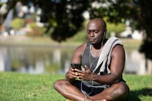 Person relaxing with headphones, representing modern anxiety relief techniques